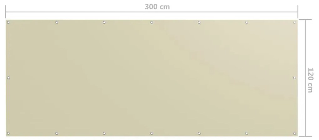 Krémszínű oxford-szövet erkélynapellenző 120 x 300 cm