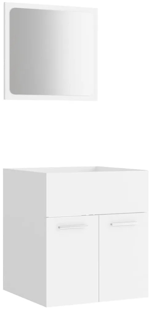 2 részes fehér forgácslap fürdőszobai bútorszett