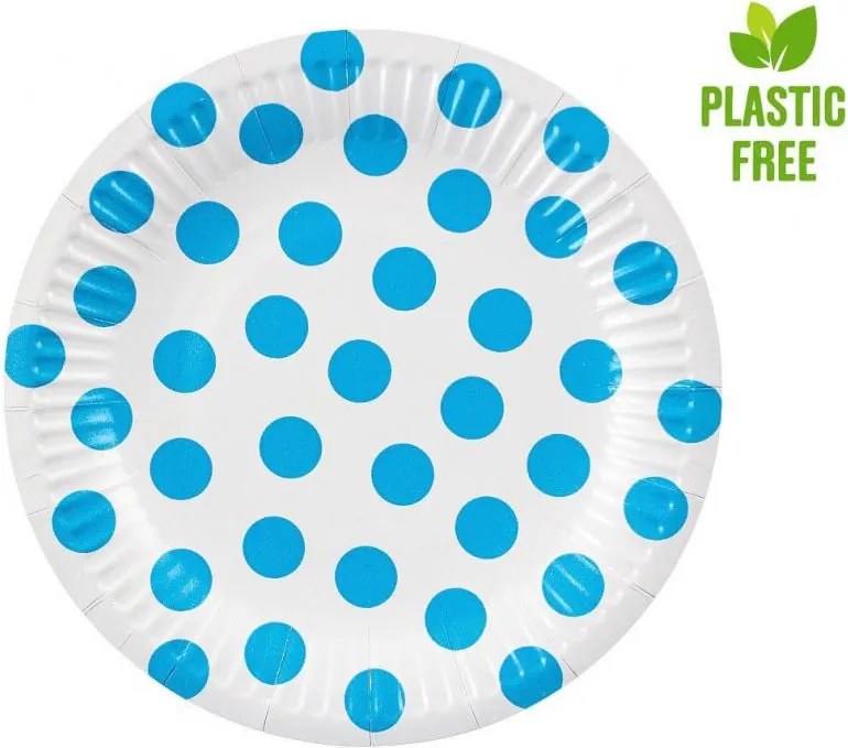 Pöttyös Sky Blue Polka Dot papírtányér 6 db-os 18 cm