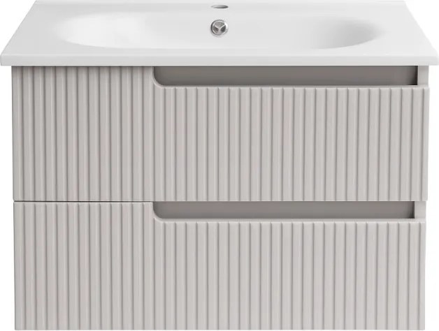 Piramida EURIDIKA fali fürdőszobabútor - műmárvány mosdóval -2 fiókos - PINO BÉZS - 75 x 48 x 53 cm