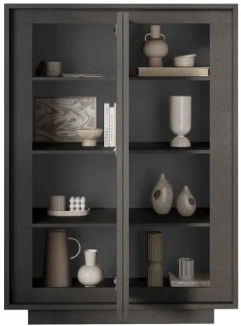 SKY 2.0 magas komód, 2 ajtóval, sötét láva vázzal és laminált előlapokkal