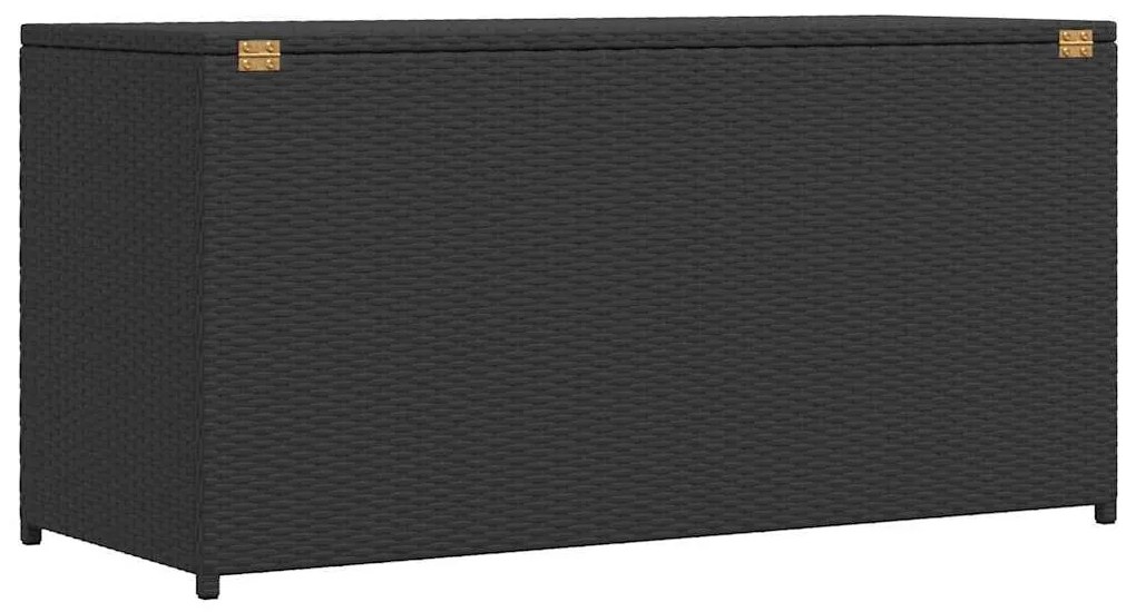 fekete polyrattan kerti tárolóláda 120 x 50 x 60 cm
