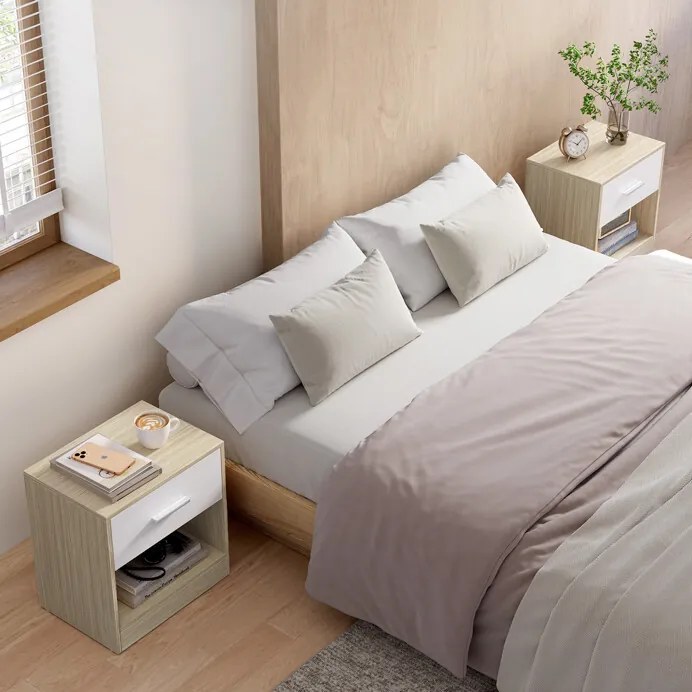 Lerakóasztal 39 × 28 × 41 cm, MDF, fehérített tölgy ANT-E1081 BUK