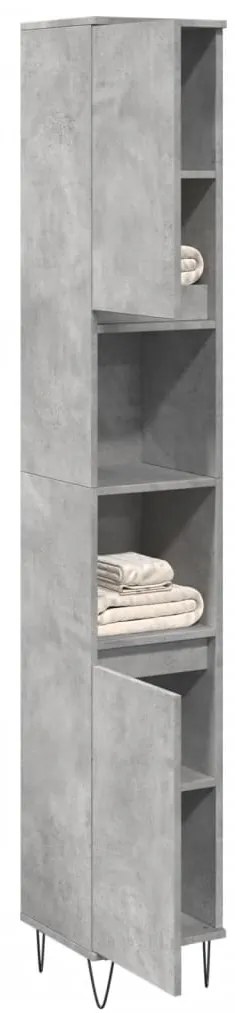 Betonszürke szerelt fa fürdőszobaszekrény 30 x 30 x 190 cm