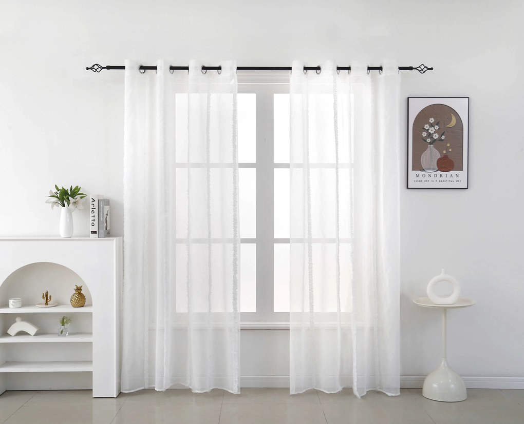 TASMA fehér függöny mintával 140x250 cm Felfüggesztés: Fém gyűrűk