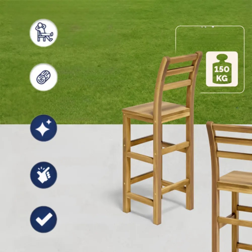 OSLO bárszék karfával, 2 db, 40x36x110cm, természetes barna Casaria