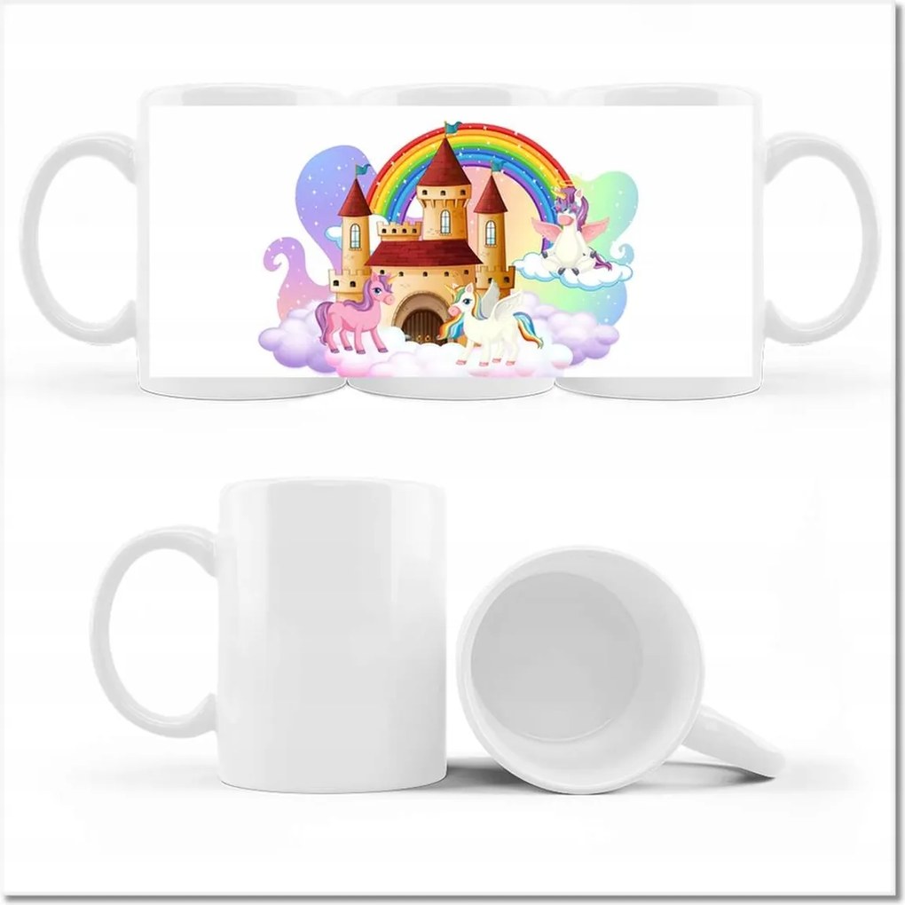 Fényképes bögre Mesebeli kastély és unikornisok