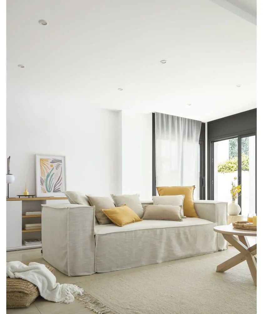 Lenkeverék párnahuzat 45x45 cm Blok – Kave Home