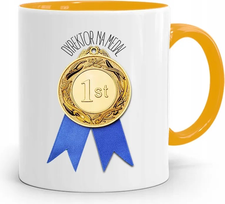 Igazgatónak Sárga Érem Bögre Ajándék fényképes nyomattal