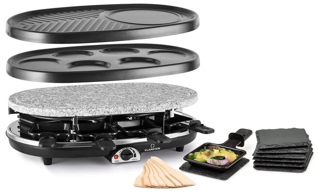Klarstein All-U-Can Grill, 4 az 1-ben raclette grill, 1500 W, 8 személyre, kiegészítő