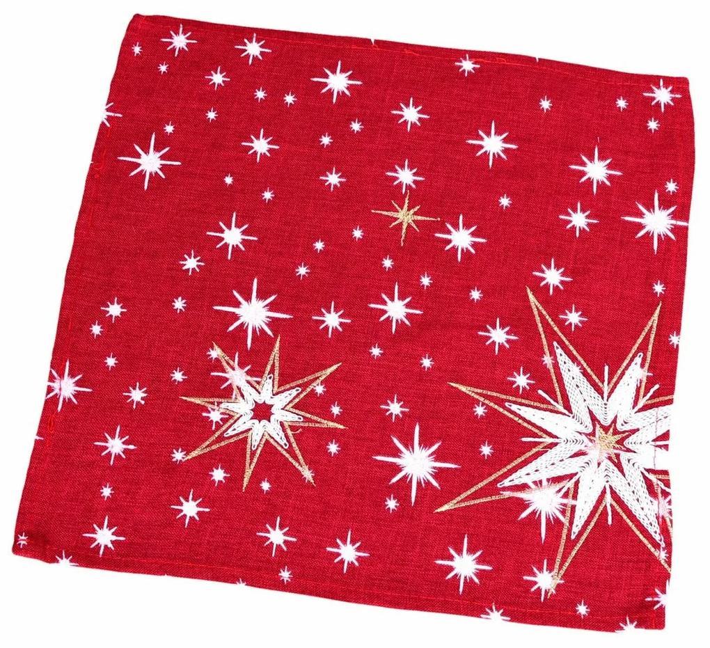 Csillagos karácsonyi abrosz, piros, 35 x 35 cm