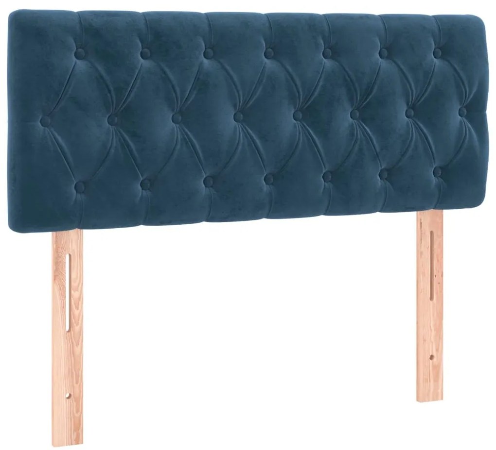 sötétkék bársony LED-es fejtámla 90 x 7 x 78/88 cm