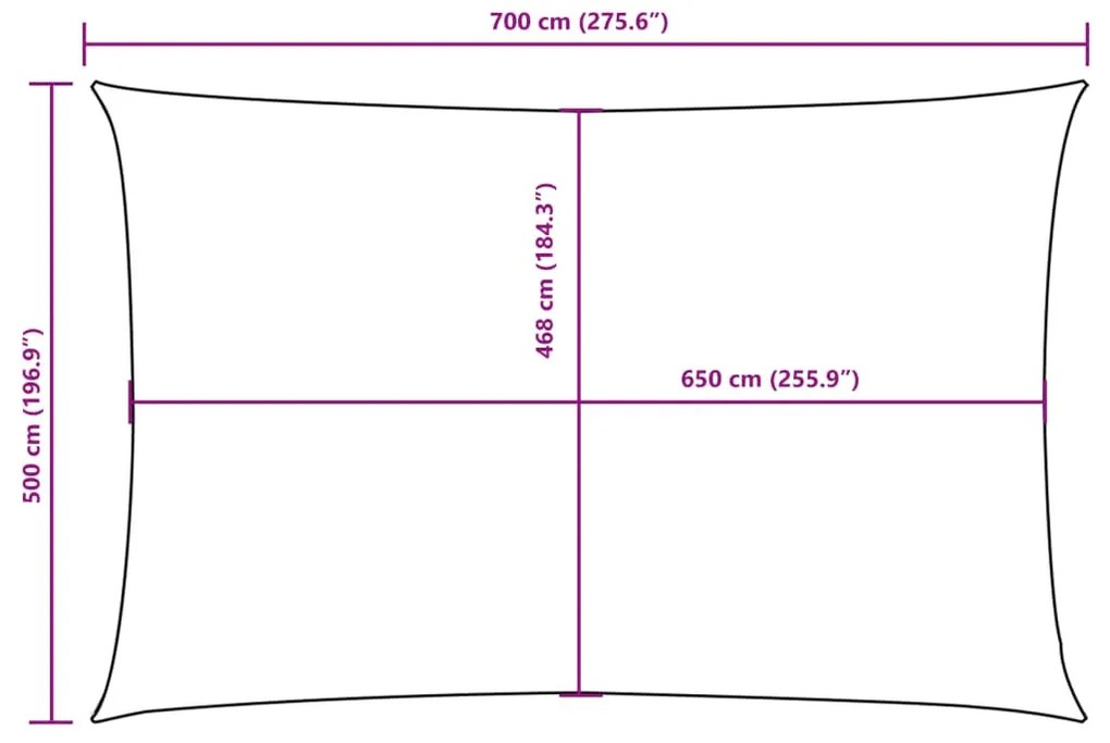 sárga téglalap alakú oxford-szövet napvitorla 5 x 7 m