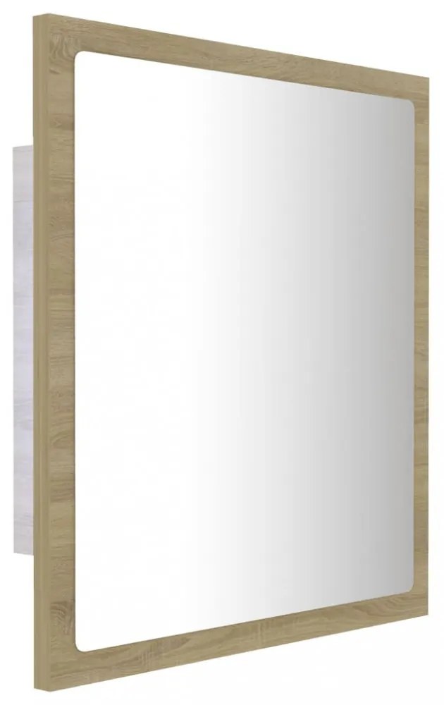 sonoma tölgy akril LED-es fürdőszobai tükör 40x8,5x37 cm