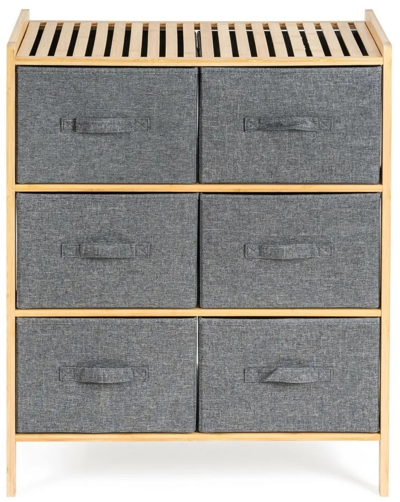 G21 Bambusz polc kosarakkal, 3 polc, szürke, 3 emelet