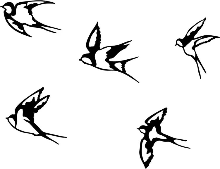Swallows 303 fém faldekoráció, 5 db-os szett