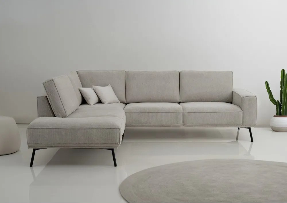Szürkésbézs zsenília sarokkanapé (bal oldali-L alakú) Amsterdam – Scandic