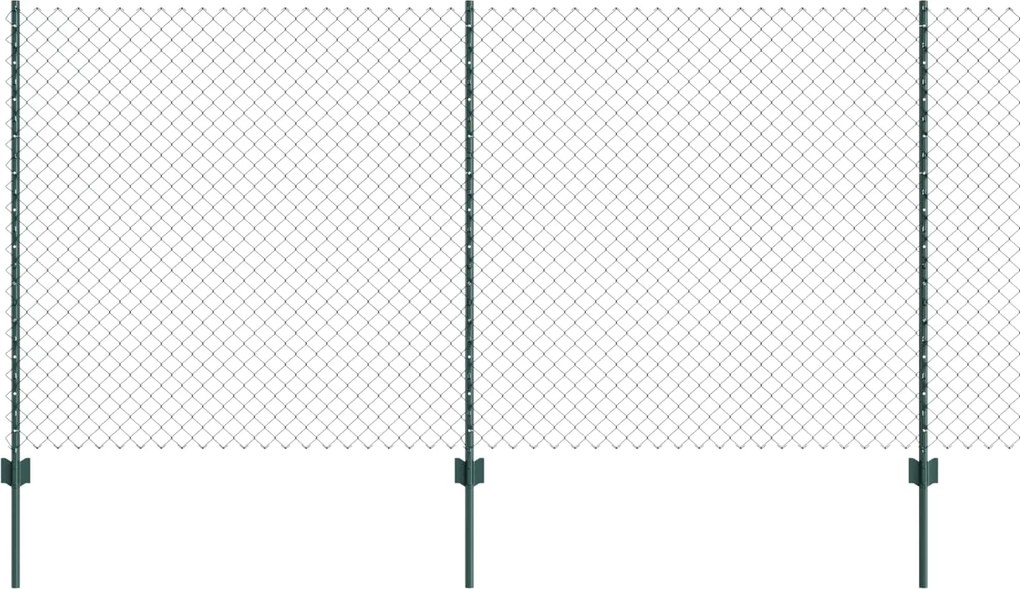 vidaXL Kerítés oszlopokkal Zöld 1,2 x 10 m Acél és PVC