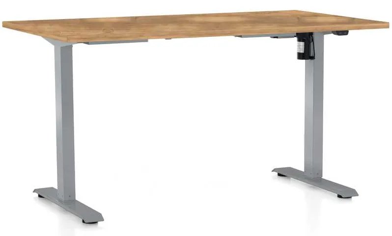 OfficeTech A állítható magasságú asztal, 120 x 80 cm, szürke alap, arany tölgy