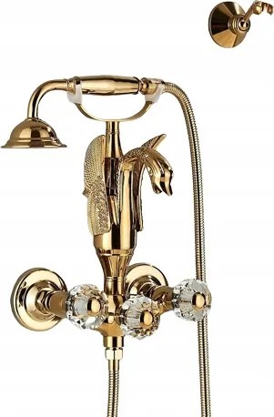 Falra szerelhető zuhany csaptelep Retro arany