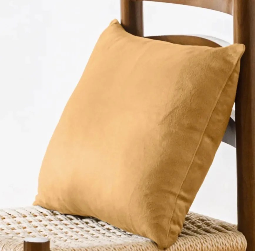 Velúr párnahuzat 40x40 mustár