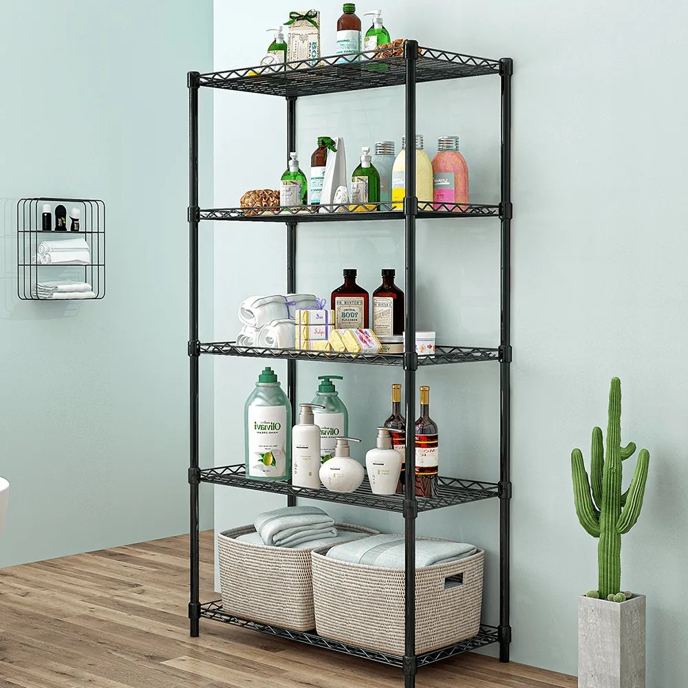 Polcállvány, 5 polcos, fekete, SUER TYP 2