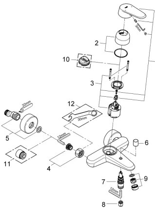 GROHE 33390002 - EURODISC COSMOPOLITAN kádtöltő csaptelep DN 15, fényes króm