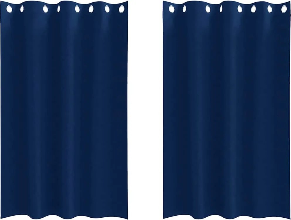 vidaXL Fekete Függöny Gyűrűkkel 2 pcs Sötét kék 175 x 140 cm