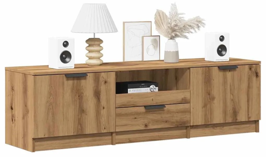 műfából készült, kézműves tölgyfa TV-szekrény 140 x 35 x 40 cm
