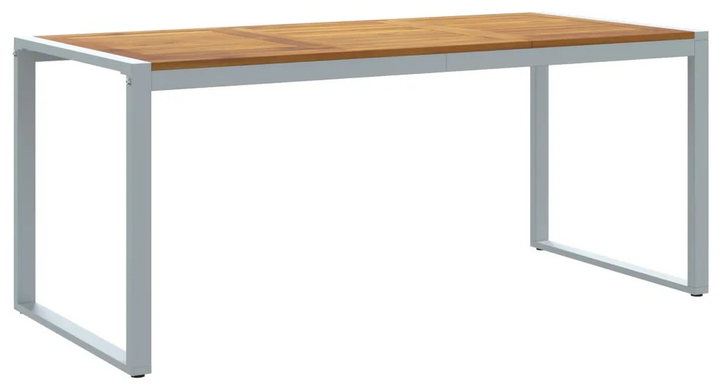 Kültéri Étkezőasztal Szürke 180x90x75 cm Acél és Tömör Akác Fa