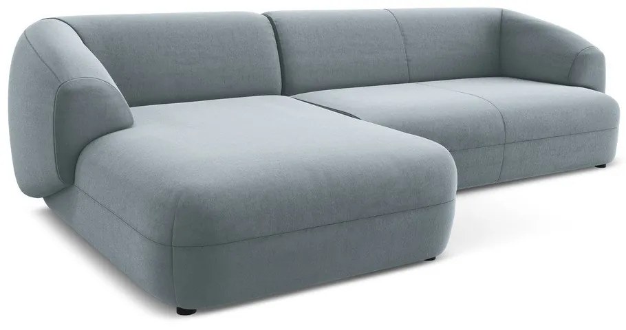 Világoskék bársony sarokkanapé (bal oldali) Moana – Makamii