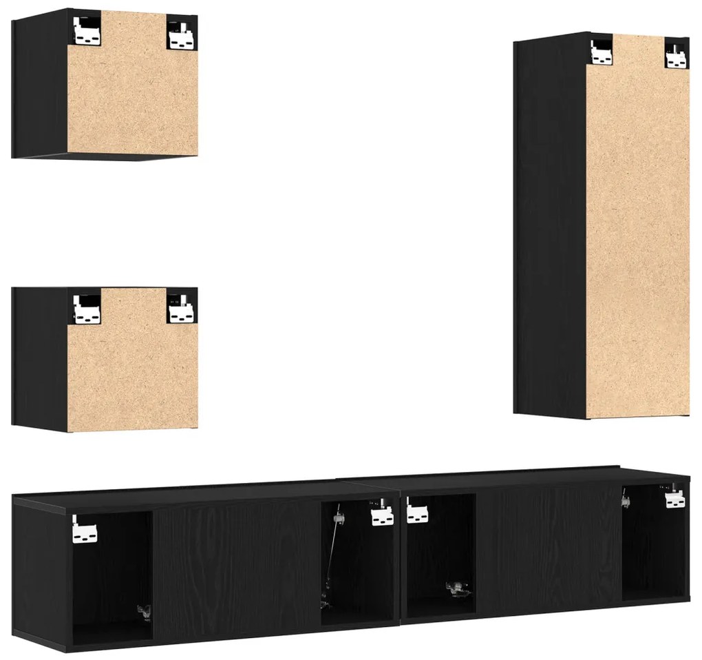 TV Szekrény Készlet 6 pcs Musta tammi 160 x 30 x 30.5 cm