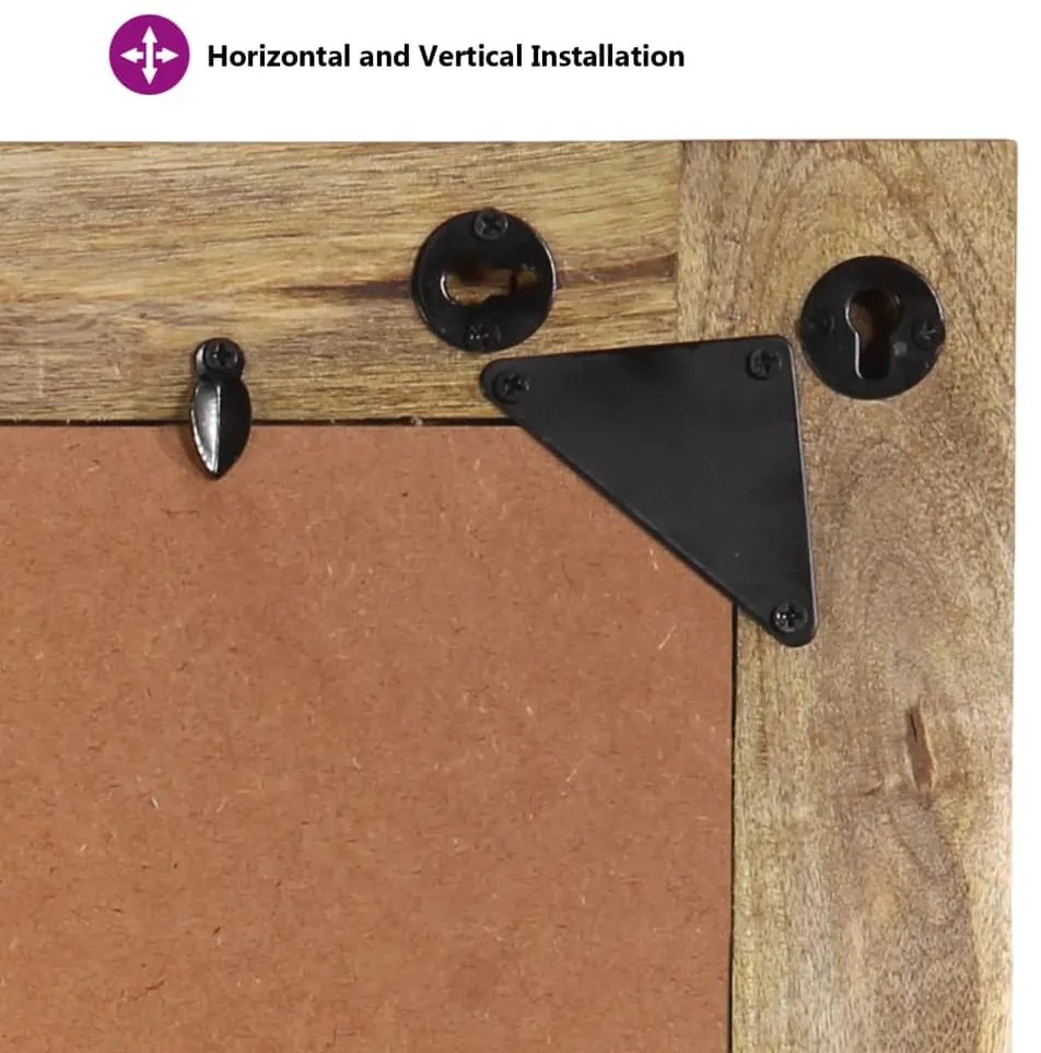 tömör mangófa és üveg tükör 70 x 50 cm