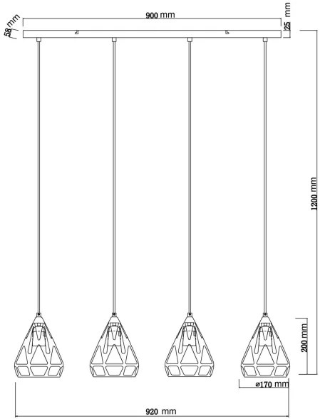 Globo 15889-4H - Csillár zsinóron HASSAN 4xE27/40W/230V