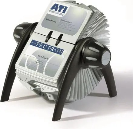Névjegykártyatartó, műanyag, 400 db-os, forgatható, fekvő, DURABLE, VISIFIX®, fekete (DB241701)
