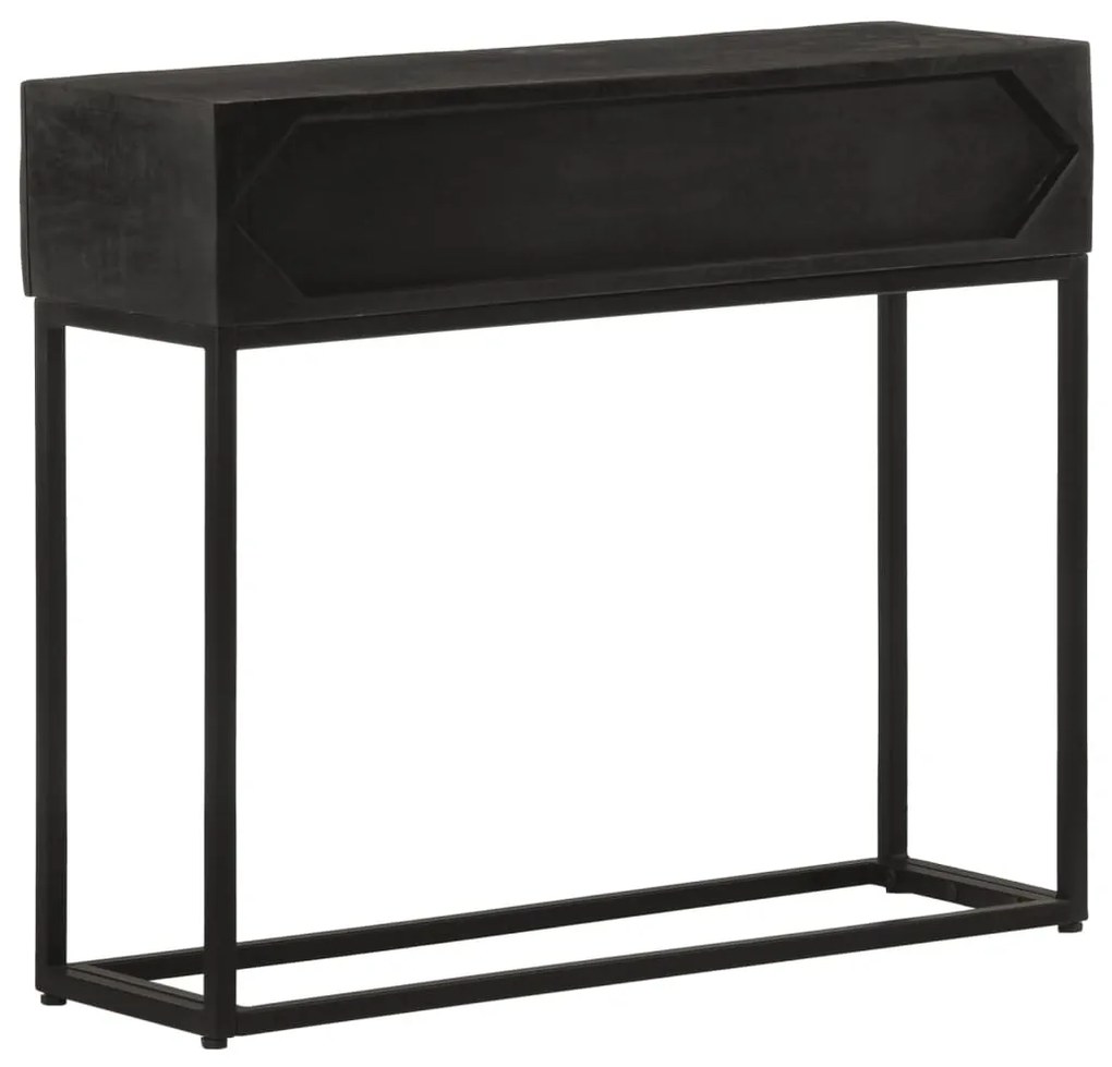 Fekete tömör mangófa és vas tálalóasztal 90 x 30 x 76 cm