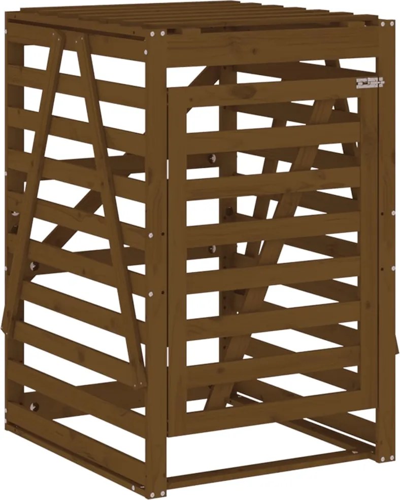 vidaXL mézbarna tömör fenyőfa szemeteskuka tároló 84x90x128,5 cm