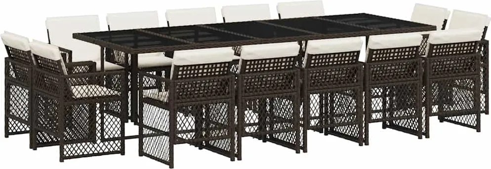 vidaXL 15 részes barna polyrattan kerti ülőgarnitúra párnákkal