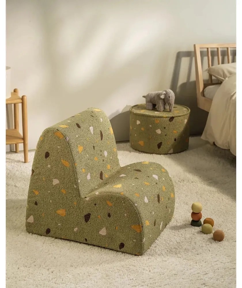 Zöld buklé-zsenília gyerek fotel Terrazzo Cloud – Wigiwama