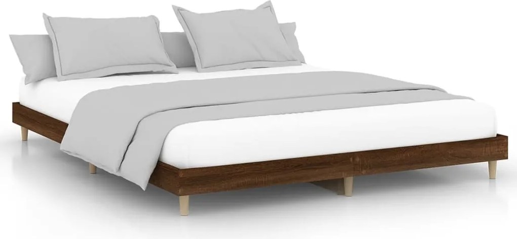vidaXL barna tölgy színű szerelt fa ágykeret matrac nélkül 200x200 cm