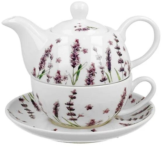 Levendula mintás porcelán egyszemélyes teáskészlet Classic Lavender