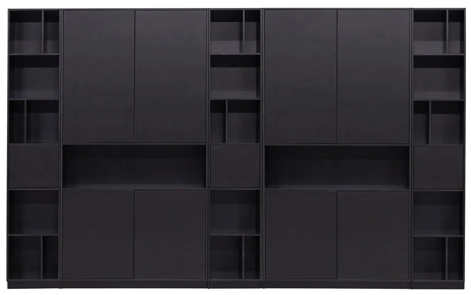 Fekete borovi fenyő moduláris könyvespolc 340x210 cm Finca – WOOOD