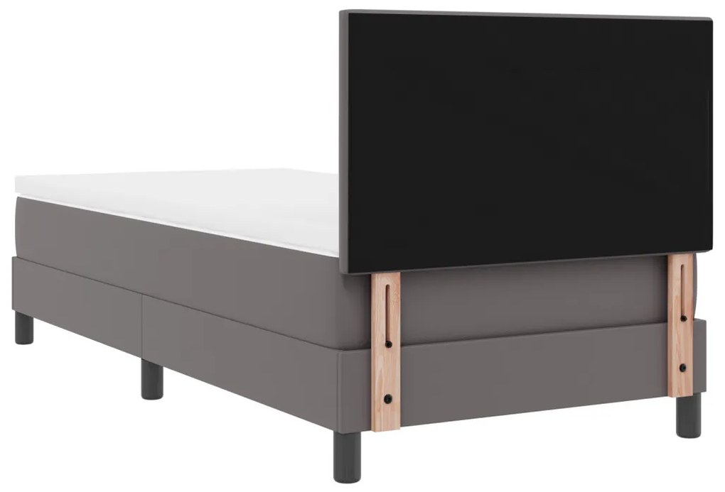 Boxspring ágy matracszal szürkében, 100 x 200 cm, műbőr