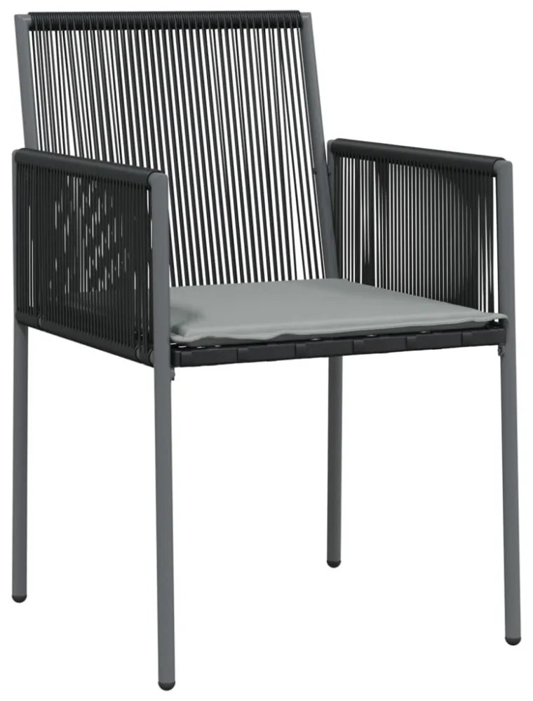 6 db fekete polyrattan kerti szék párnával 54x60,5x83,5 cm