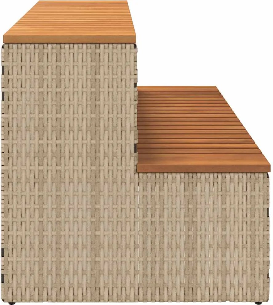 pezsgőfürdő lépcső bézs 100x50x50,5 cm polyrattan és akácfa