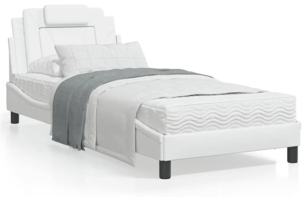 fehér műbőr ágykeret Viana matrac nélkül 90 x 200 cm