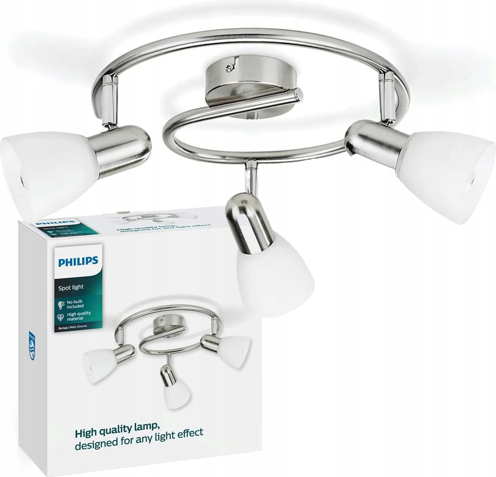 Mennyezeti Lámpa Falra szerelhető Fali Reflektor 3x E14 Nikkel Burlap Philips