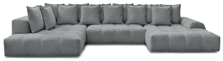 Sötétszürke zsenília kinyitható-tárolóhelyes sarokkanapé (bal oldali-U alakú) Everest – Bobochic Paris