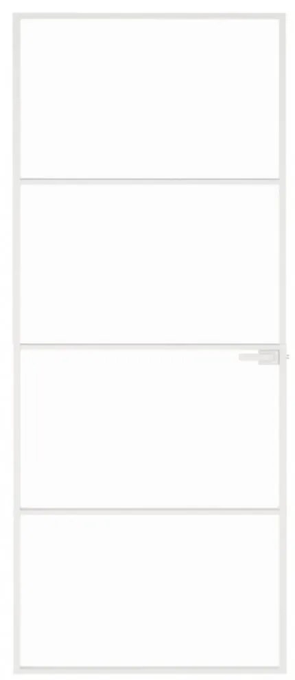 fehér edzett üveg és alumínium vékony beltéri ajtó 83x201,5 cm