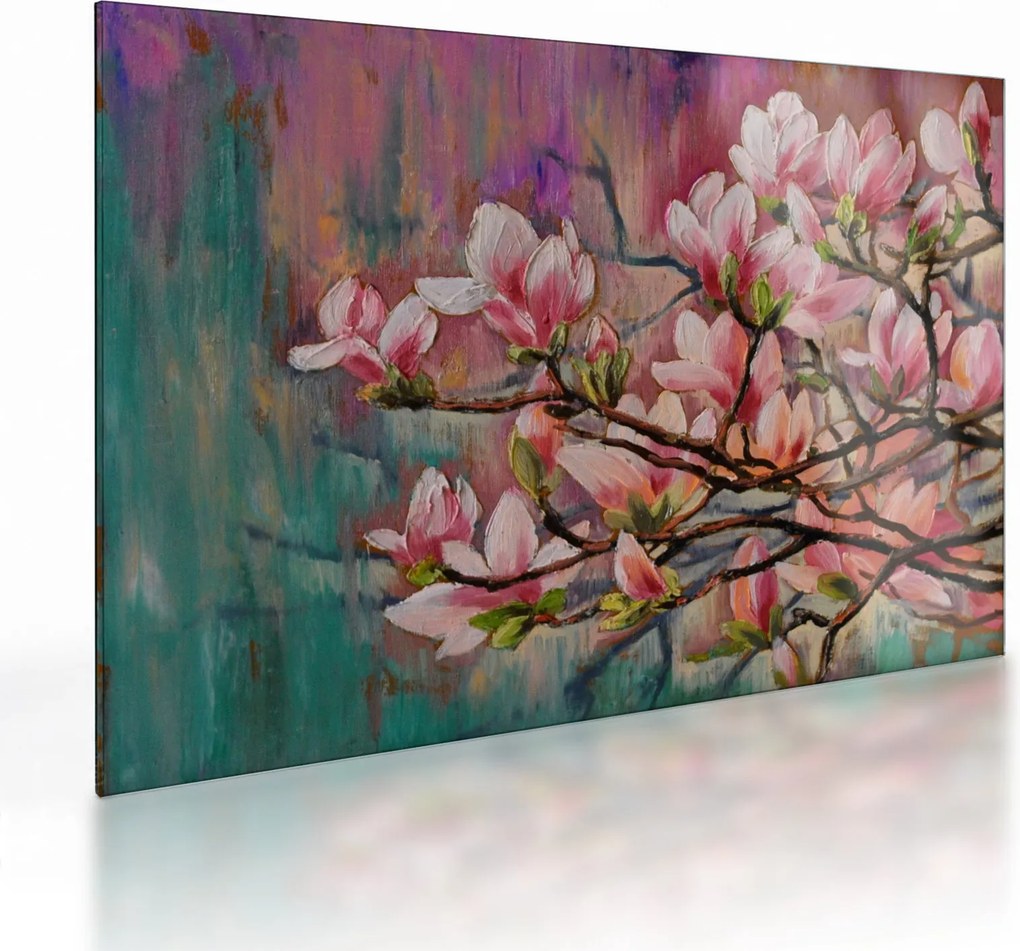 Kép - olajfestmény, virágzó Sakura (üvegen) (70x50 cm)